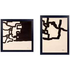 Eduardo Chillida Lithographs 27" x 19" Mid Century Modern Abstract Art