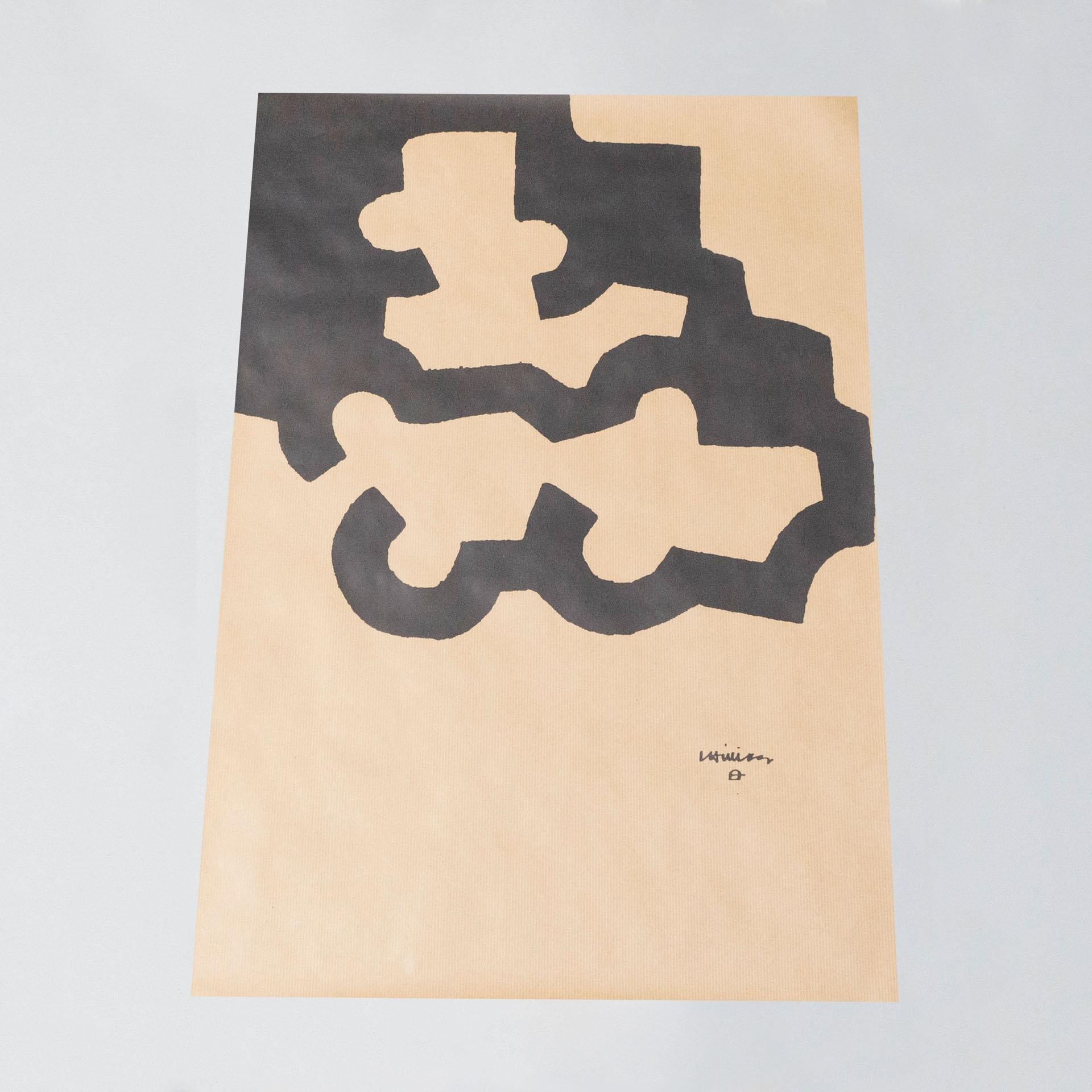 Eduardo Chillida print.
Spain, circa 1990.

Introduce a touch of modern Spanish artistry to your space with this striking Eduardo Chillida print, circa 1990. The renowned artist's bold, abstract style and masterful use of lines and shapes make this