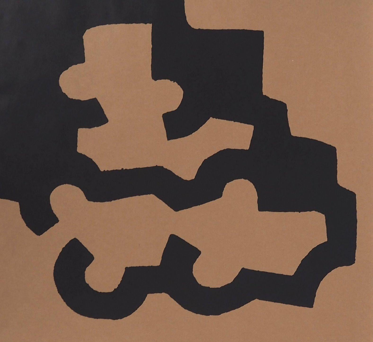 L'abstraction noire - Lithographie - Marron Abstract Print par Eduardo Chillida