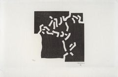 Beltza 2 Schwarz Black White Chillida Labyrinths Abstract Contemporary Woodcut