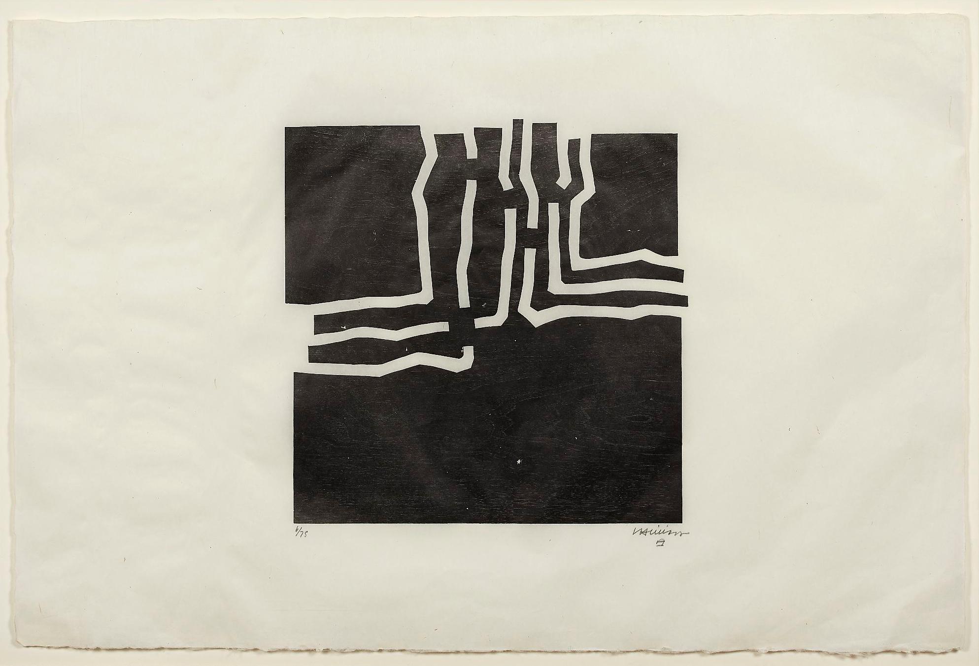 Beltza 3 Schwarz Black Negro Chillida Labyrinths Woodcut Abstract Contemporary
