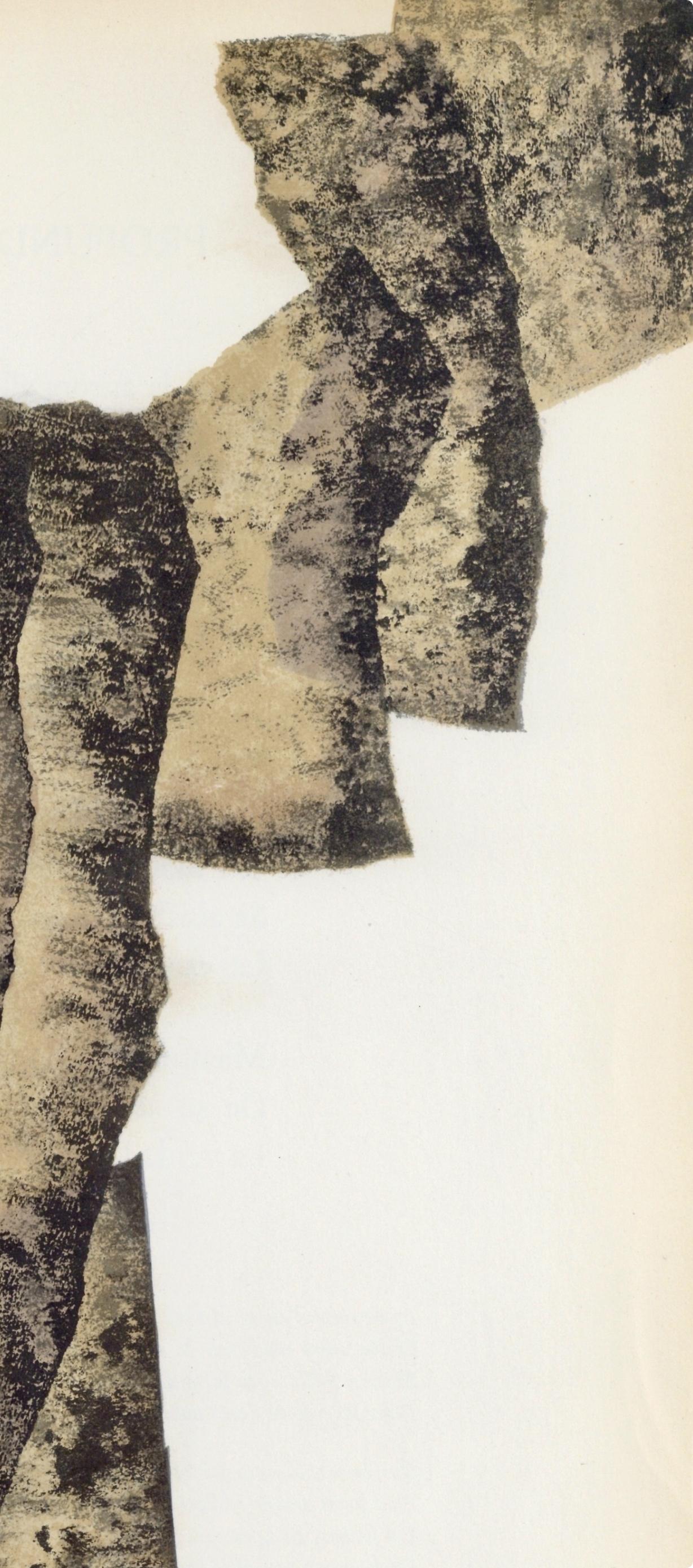 Chillida, Composition, Derrière le miroir (after) - Beige Abstract Print by Eduardo Chillida