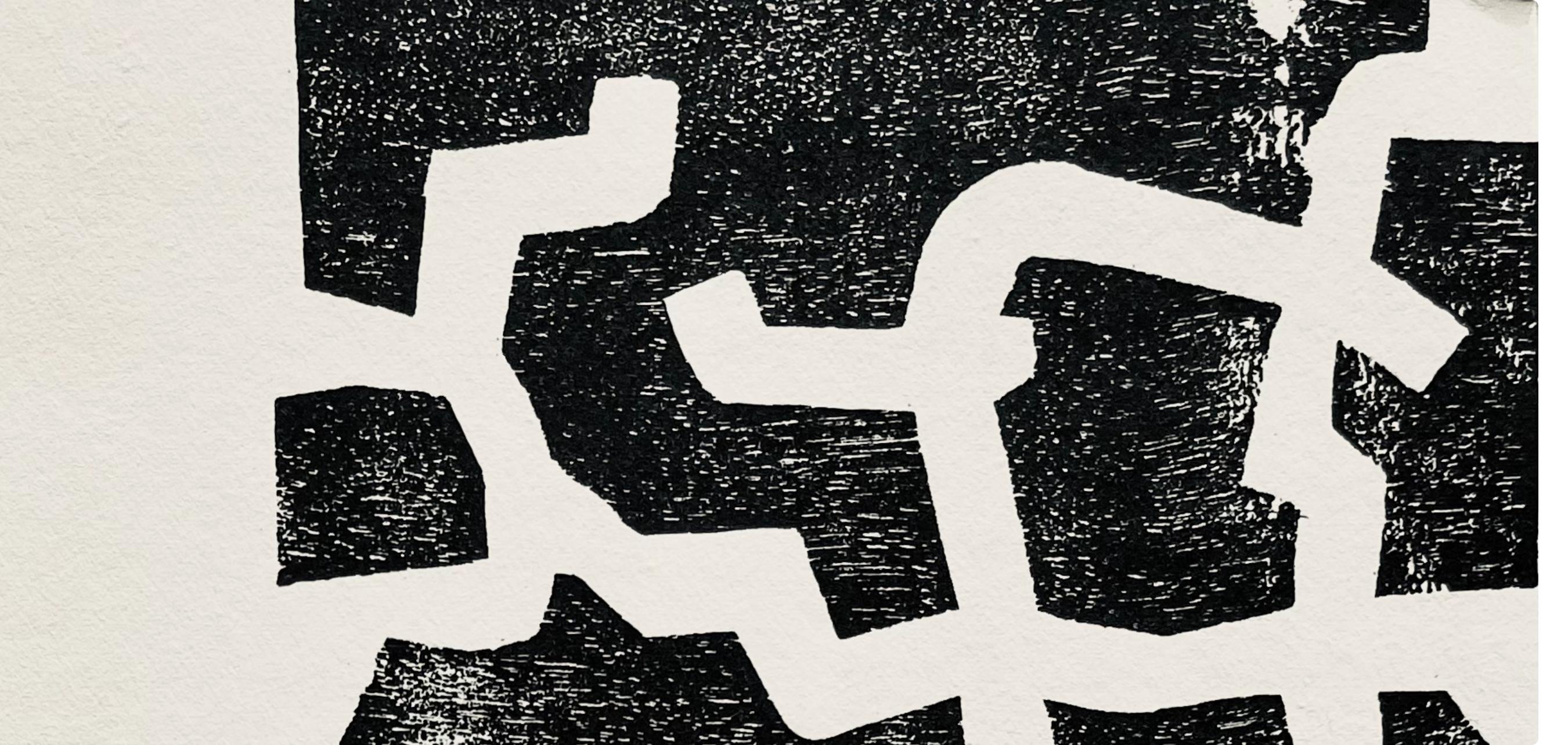 Chillida, Composizione, Derrière le miroir (dopo) - Abstract Print Beige di Eduardo Chillida