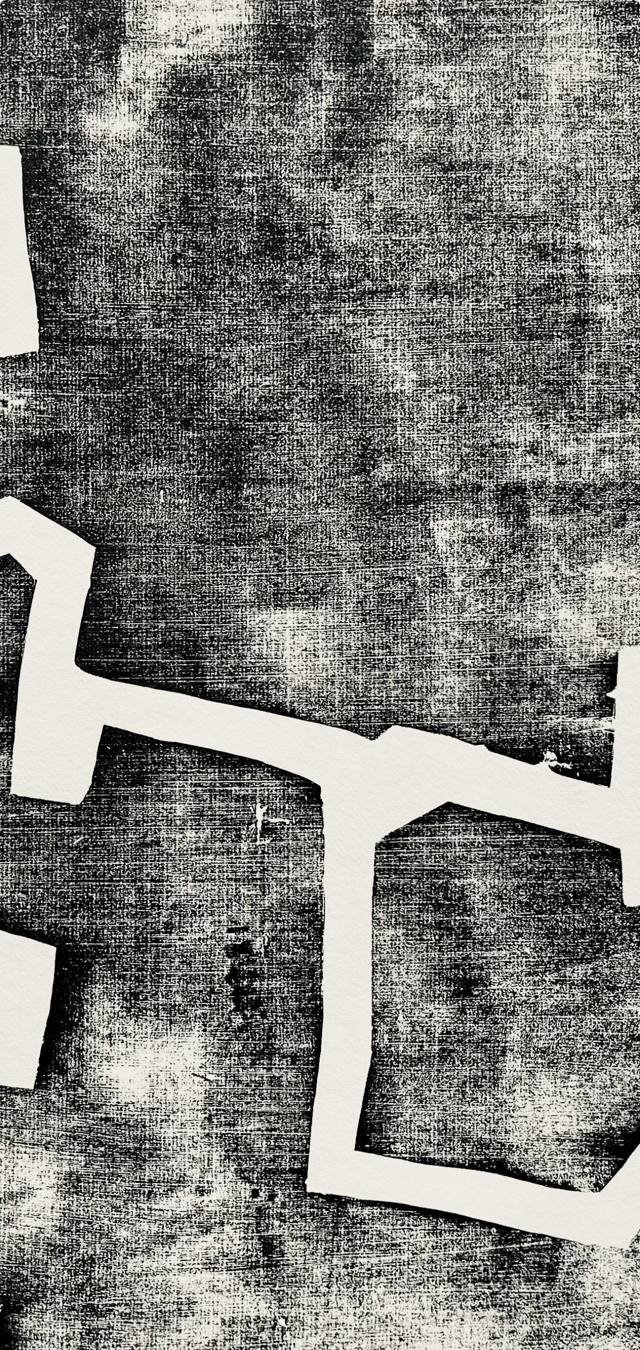 Chillida, Composition, Derrière le miroir (après) - Gris Landscape Print par Eduardo Chillida