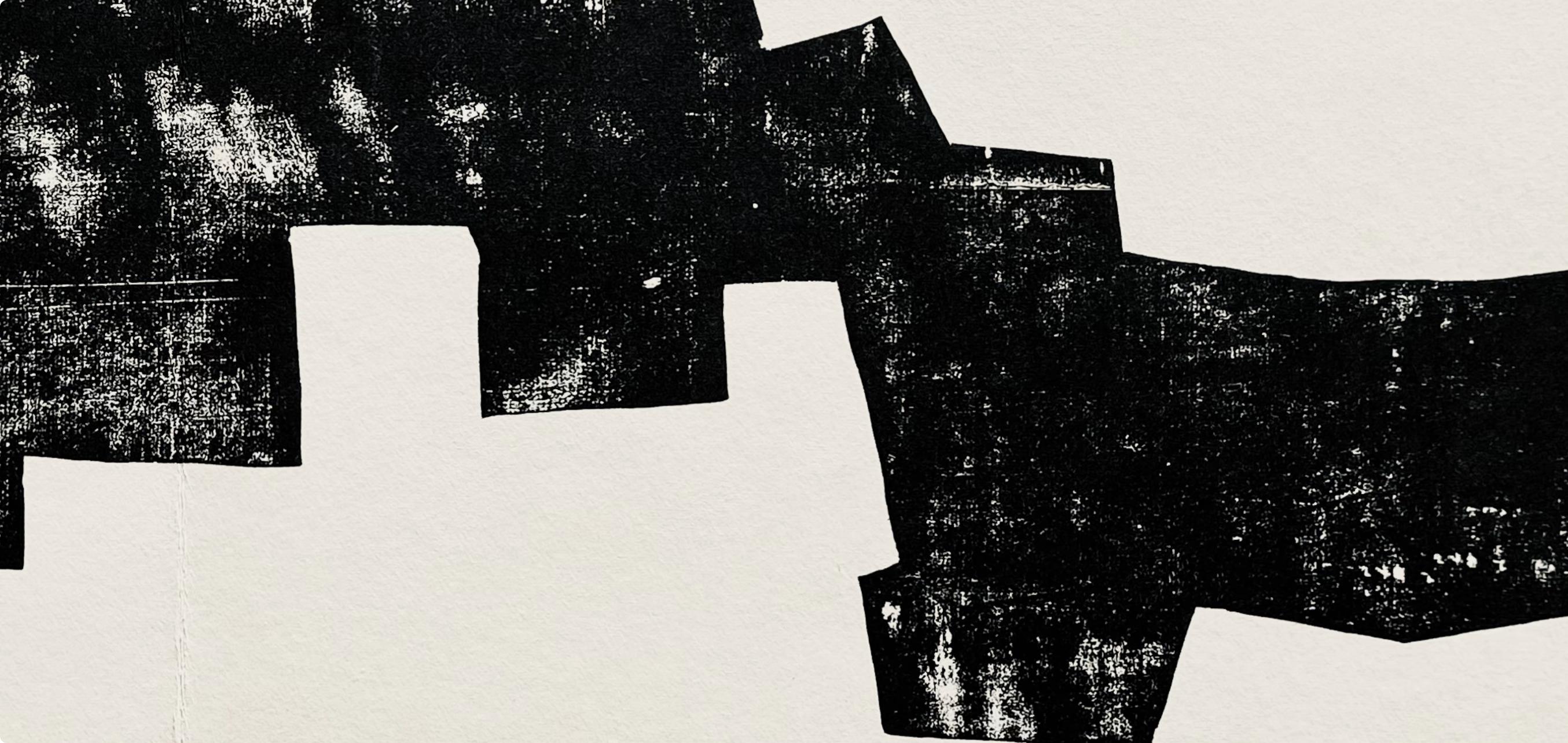 Chillida, Composition, Derrière le miroir (après) - Beige Landscape Print par Eduardo Chillida
