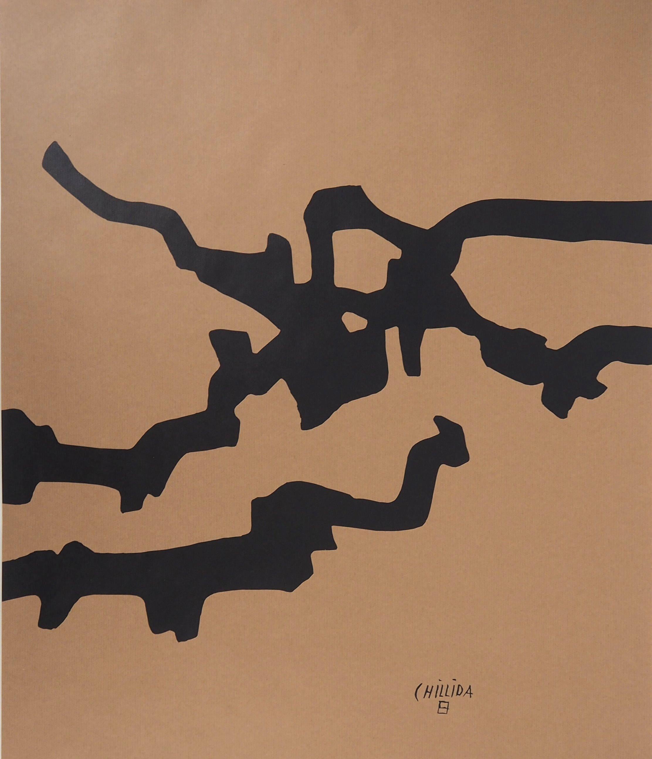 Komposition in Schwarz - Lithographie (Amerikanische Moderne), Print, von Eduardo Chillida