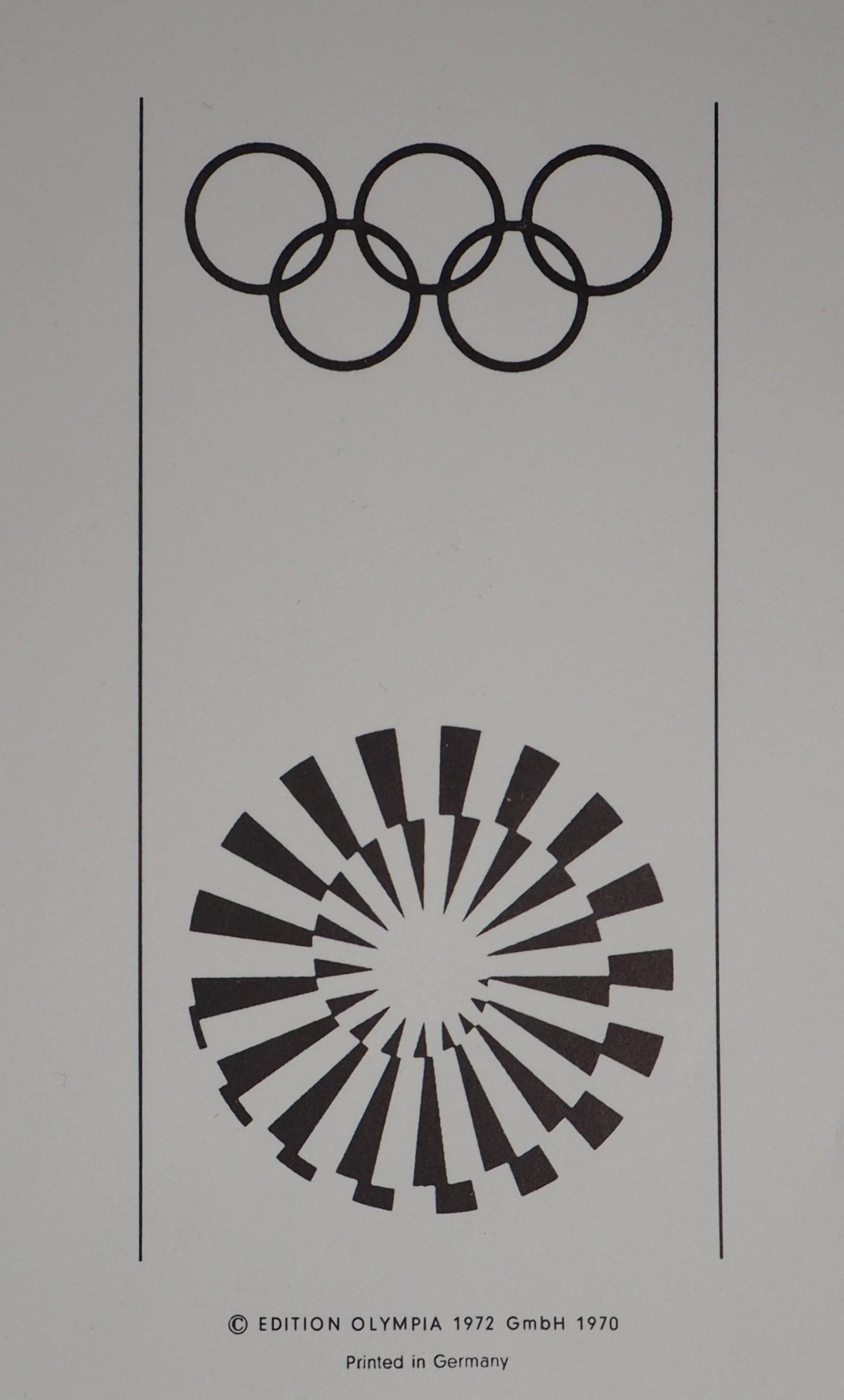 Composition - Lithograph (Olympic Games Munich 1972) - Gray Figurative Print by Eduardo Chillida