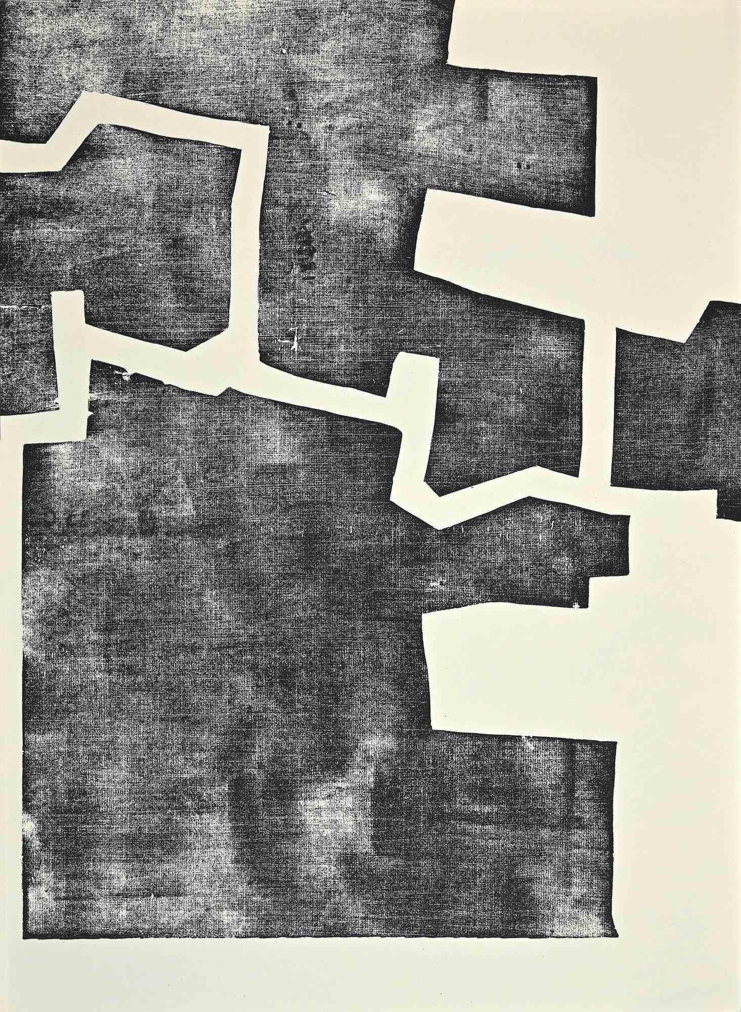 Composition is an original lithograph artwork realized by Eduardo Chillida in 1968 for the Art Magazine "Derrière Le Miroir".

Very Good conditions.

The artwork represents an abstract composition.