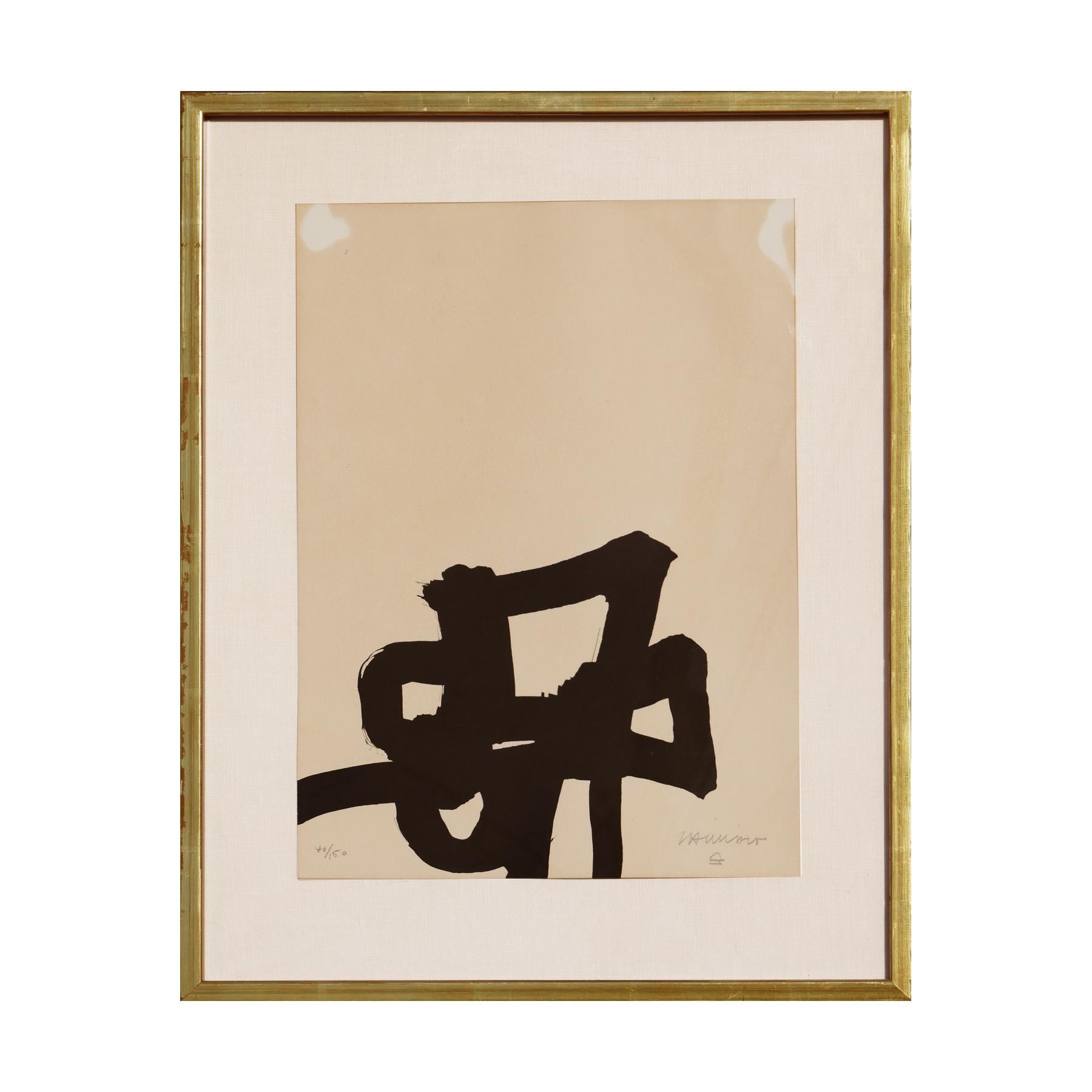 “Dentro y Fuera” Black and White Abstract Modern Lithograph - Print by Eduardo Chillida