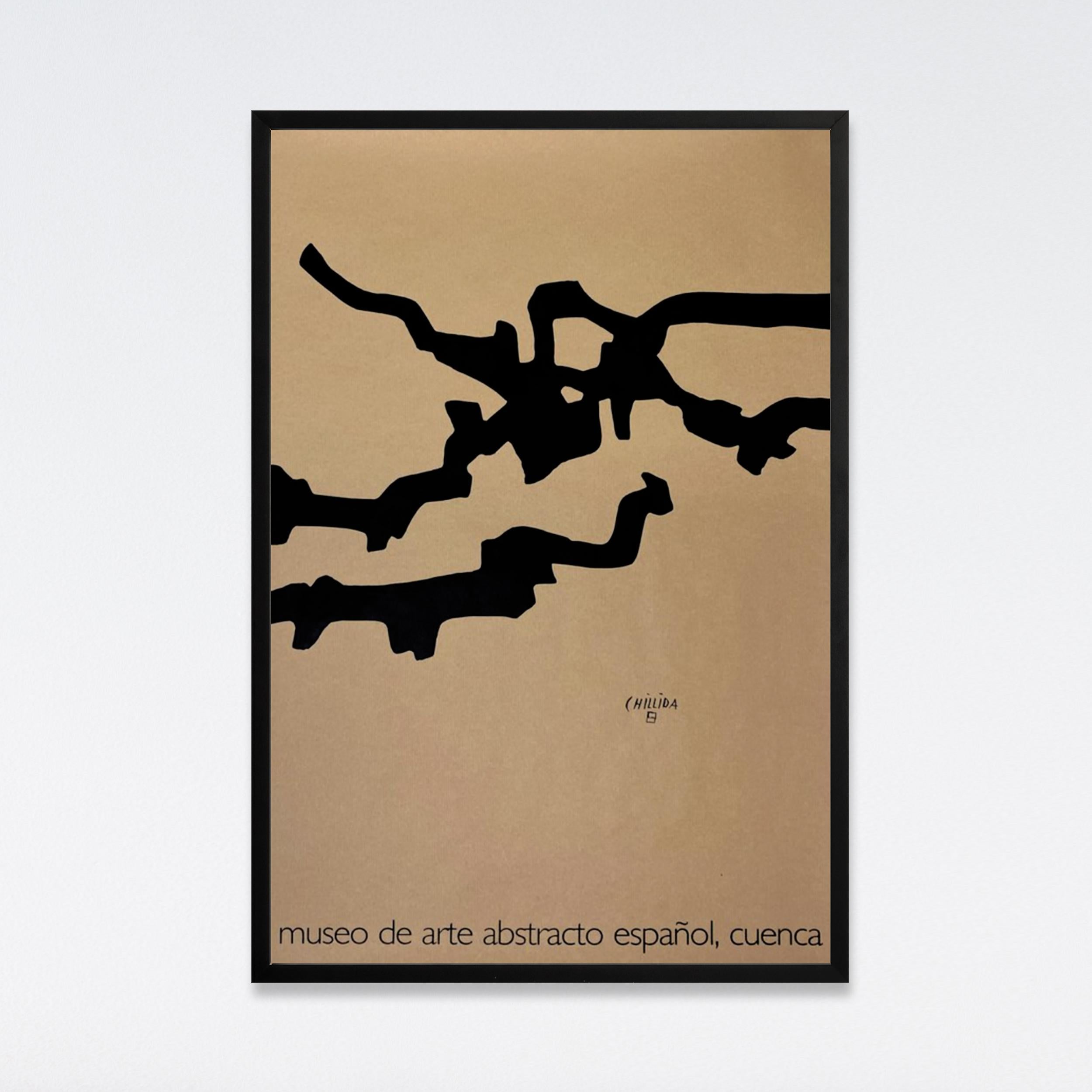 A lithographic poster published by The Museo de Arte Abstracto Español in Cuenca, Spain. First print run.
Features an artwork by Eduardo Chillida. 

Condition: A-, near mint. Very light signs of age and handling.
Poster is sold unframed. Ship rolled