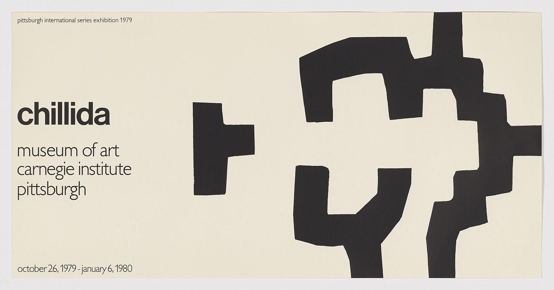 " Eduardo Chillida (España, 1924-2002)
Museo de Arte Carneige Instituto Pittsburg", 1980
Cartel original de 1980
litografía sobre papel
12.6 x 25.6 in. (32 x 65 cm.)
Sin signo
Sin enmarcar
Ref: CHI100-201

Eduardo Chillida
Comenzó su carrera en 1943
