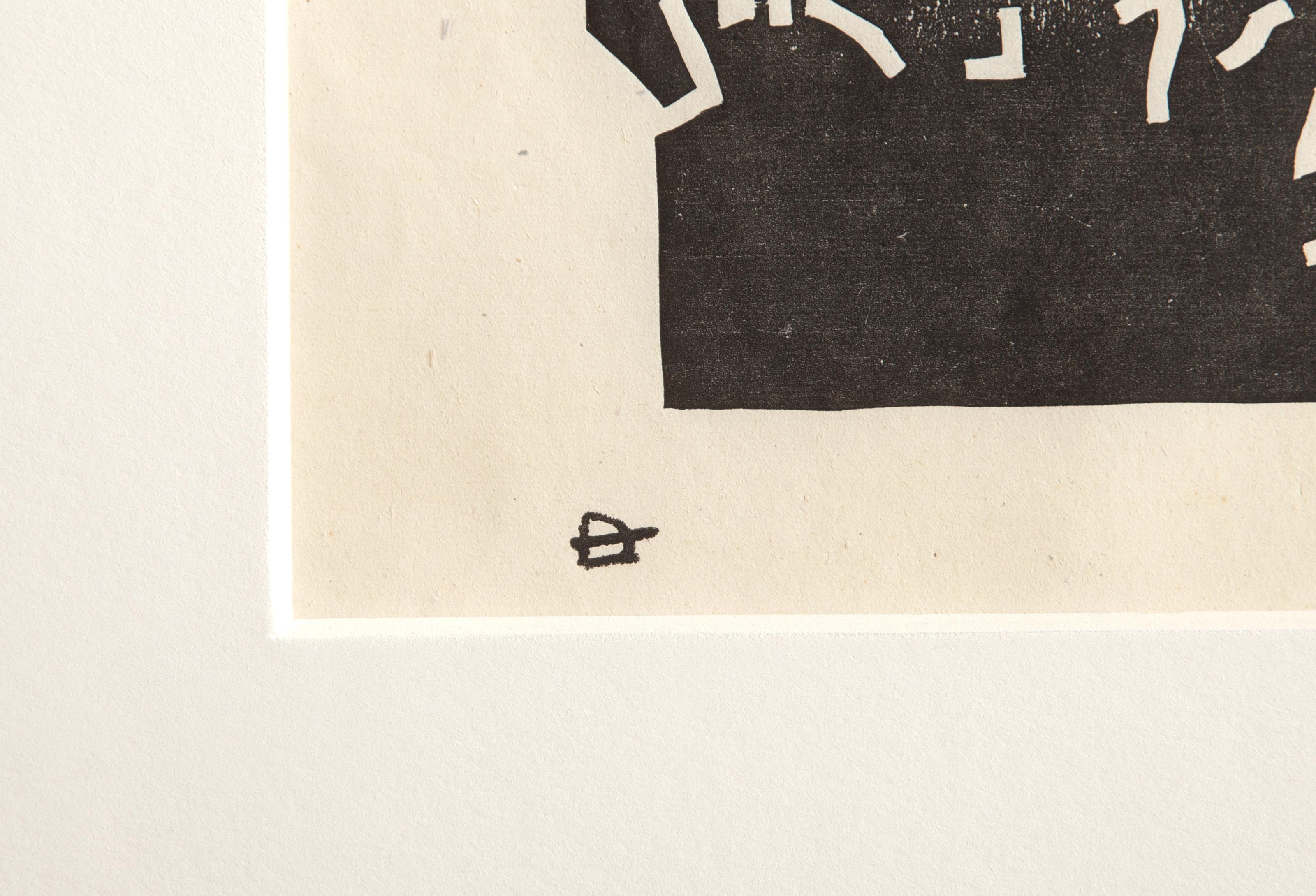 Egokarri (Biglietto d'auguri per il 1969) xilografia su carta a trama sottile di Eduardo Chillida in vendita 3