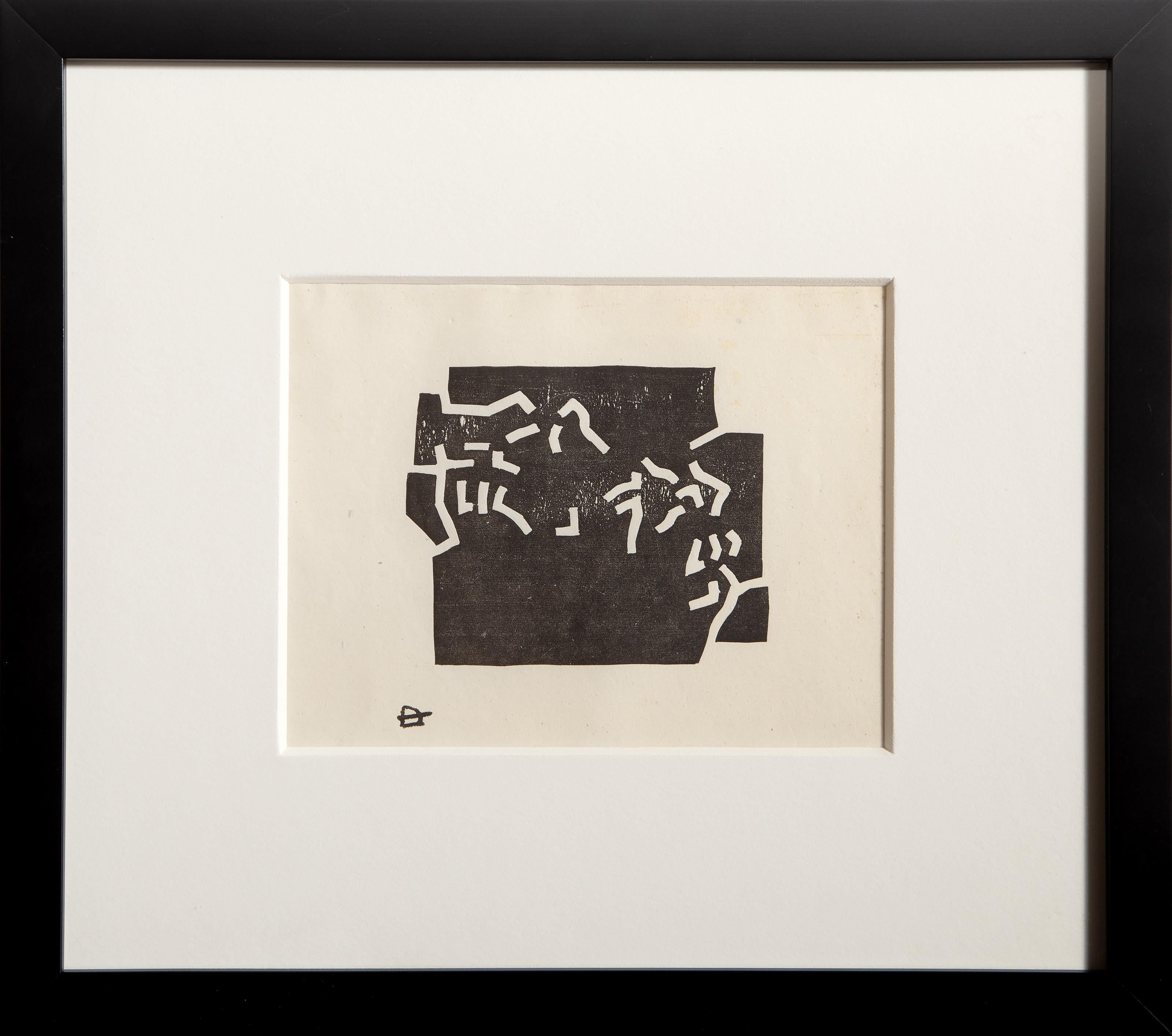  Eduardo Chillida, Spagnolo (1924 - 2002) - Egokarri (Biglietto d'auguri per il 1969), Anno: 1968, Medium: Xilografia su carta a trama sottile, firmata sulla lastra, Edizione: 300 (non numerata), Dimensioni immagine: 6 x 7,75 pollici, Dimensioni