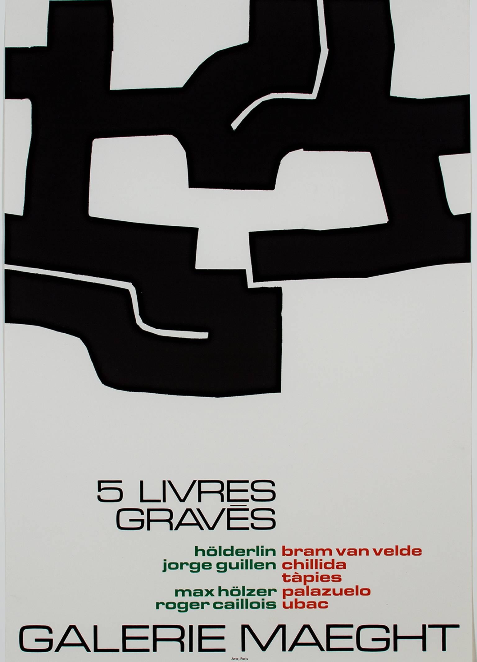 "Galerie Maeght-5 Livres Graves," Original Lithograph Poster by Eduardo Chillida