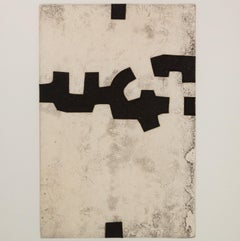 Late 20th century abstract etching black and white squares shapes