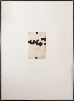Grabado abstracto de finales del siglo XX formas cuadradas en blanco y negro