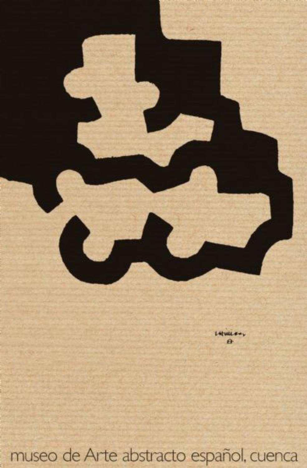 Eduardo Chillida Abstract Print - Lithography Exhibition Poster Vintage Black Brown Minimal Geometric