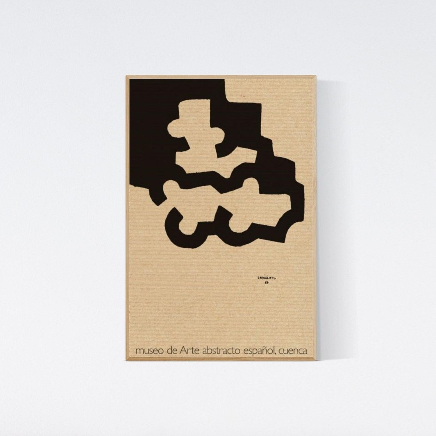 Lithography Exhibition Poster Vintage Black Brown Minimal Geometric - Print by Eduardo Chillida