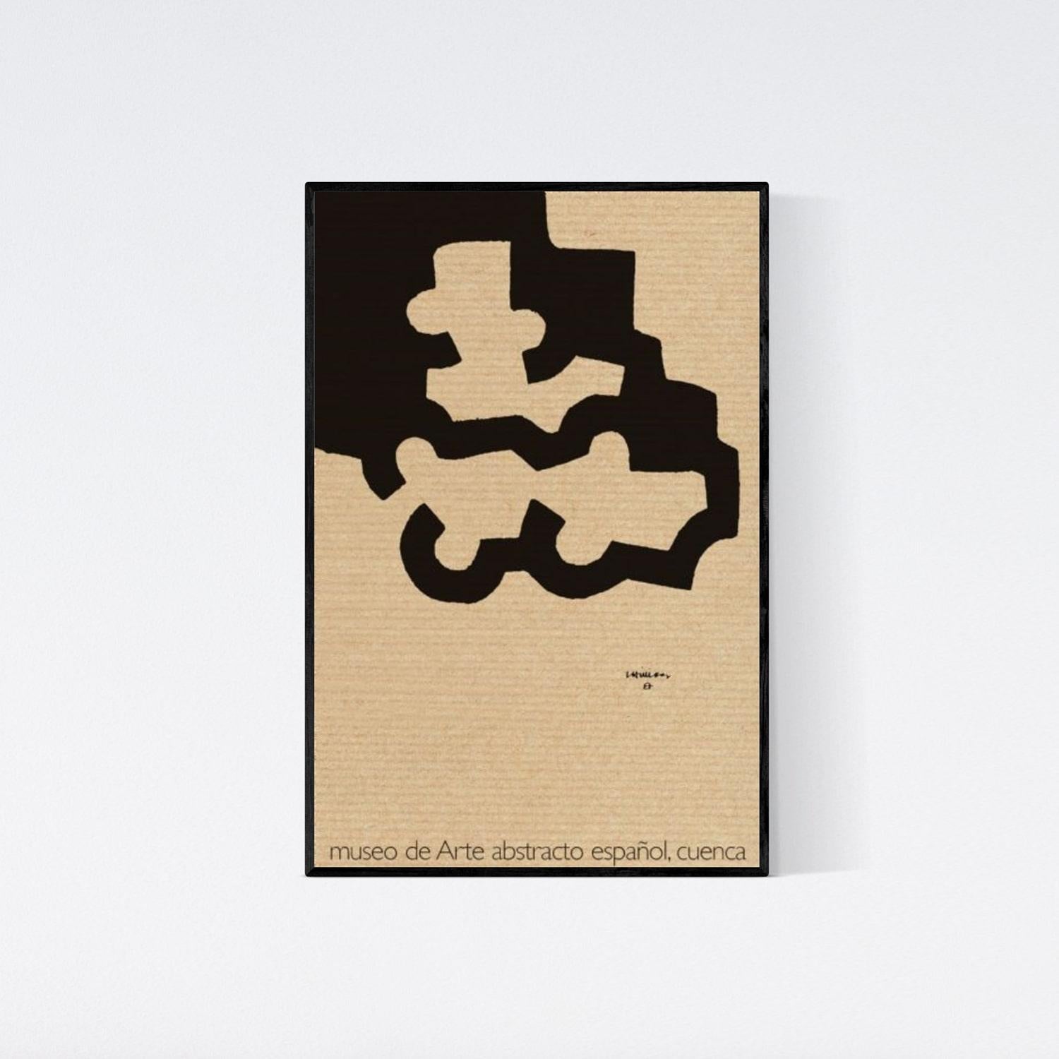 Lithography Exhibition Poster Vintage Black Brown Minimal Geometric - Abstract Geometric Print by Eduardo Chillida