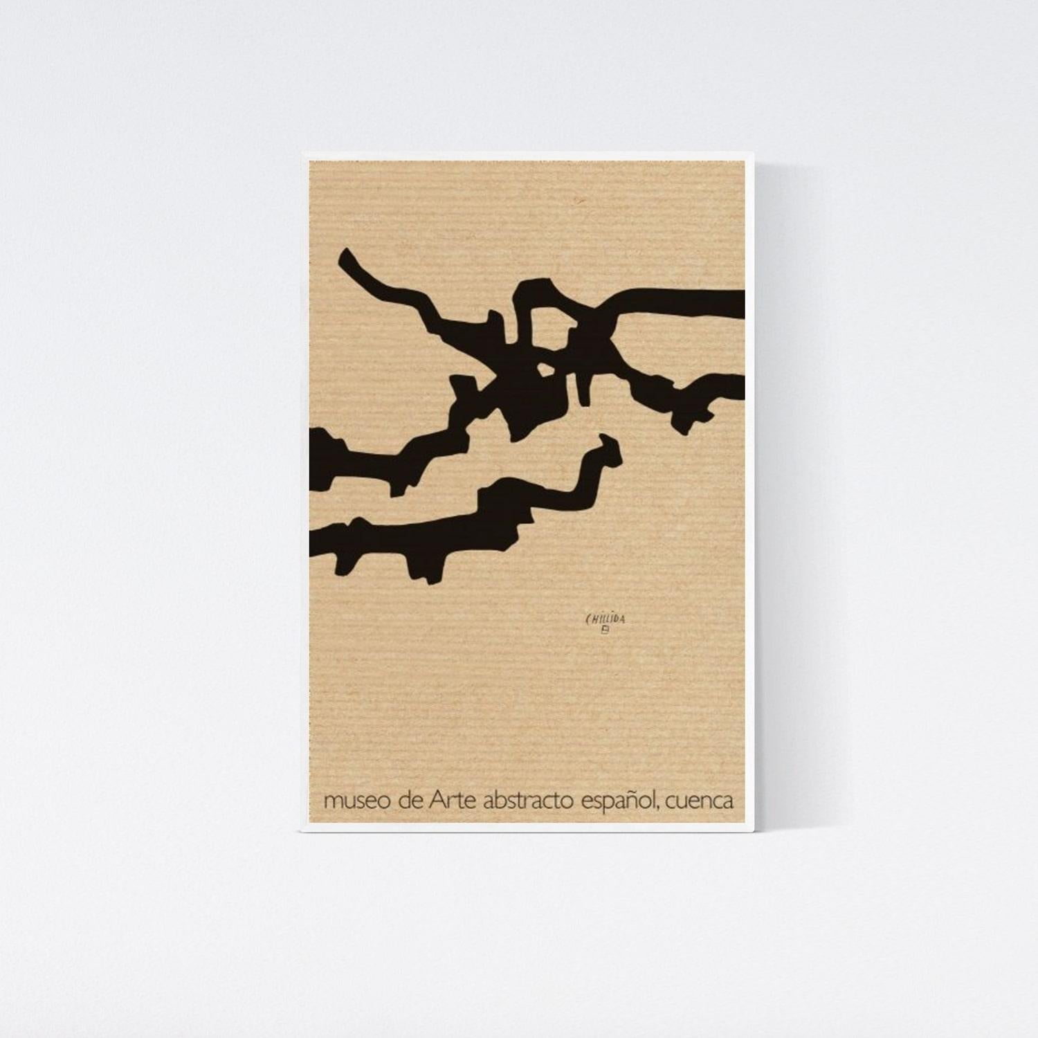Lithography Exhibition Poster Vintage Black Minimal Geometric - Print by Eduardo Chillida