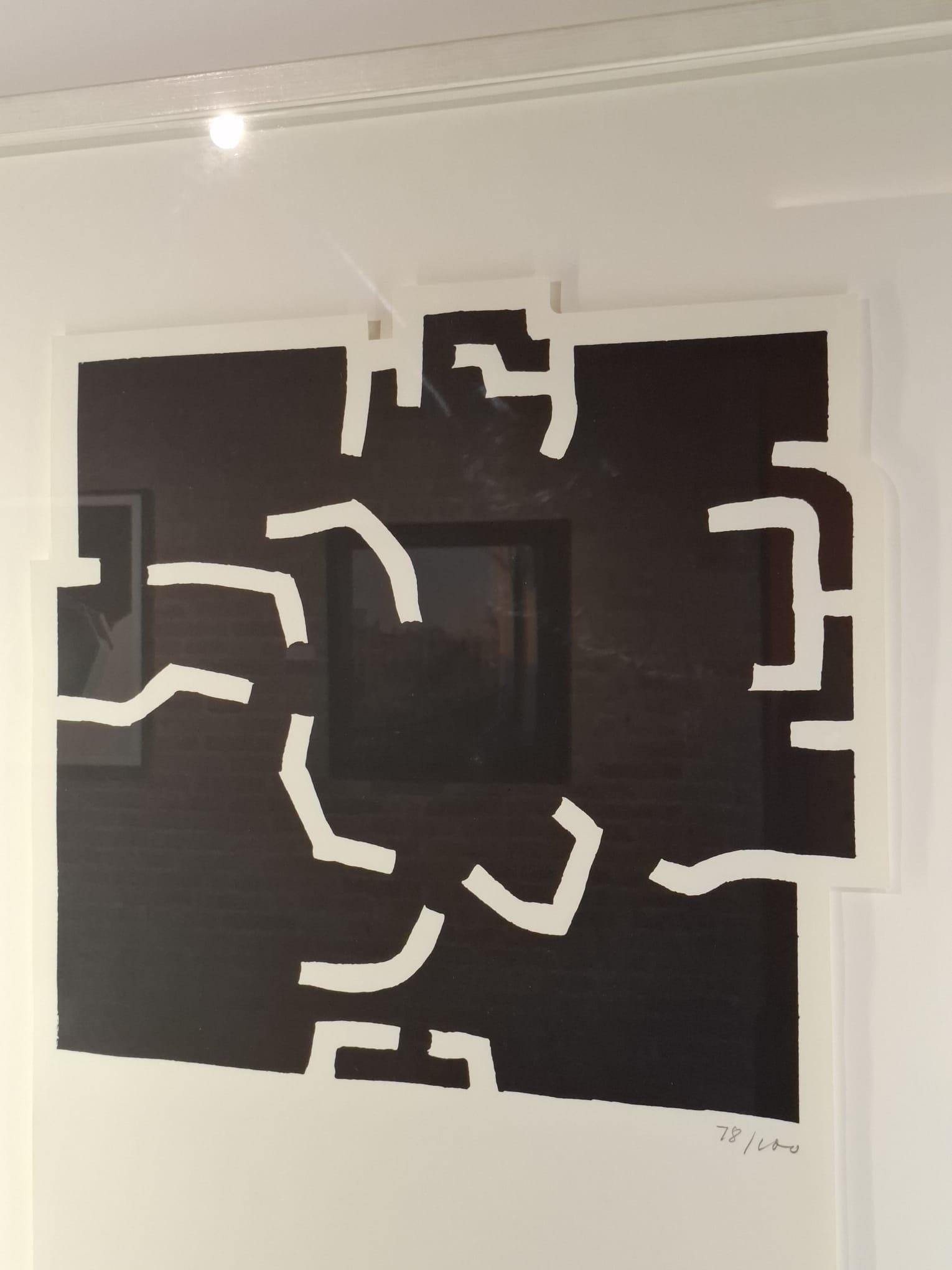 Zürich I - Brown Abstract Print by Eduardo Chillida