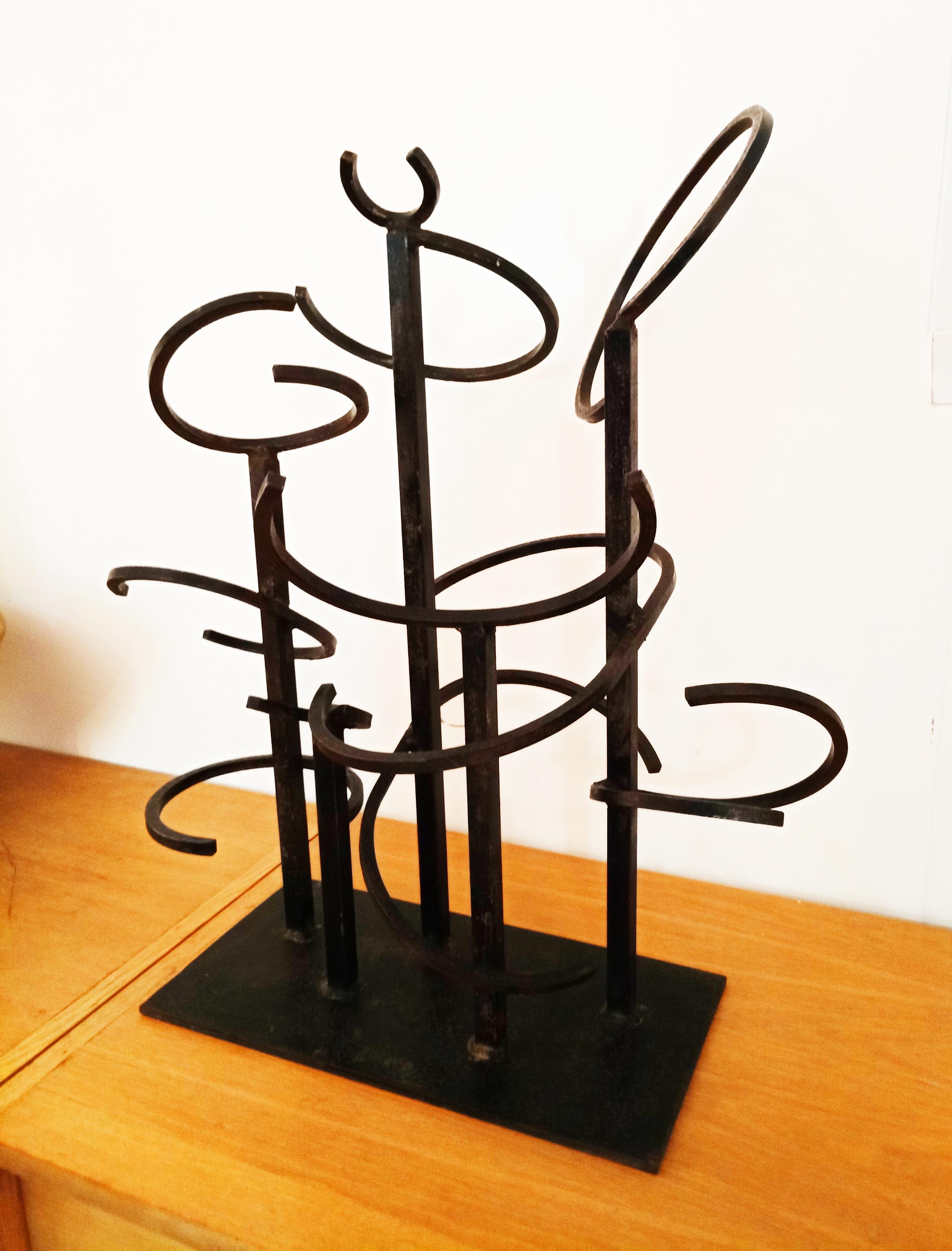Brutalist Eduardo Chillida Style Iron Sculpture, 1960s For Sale