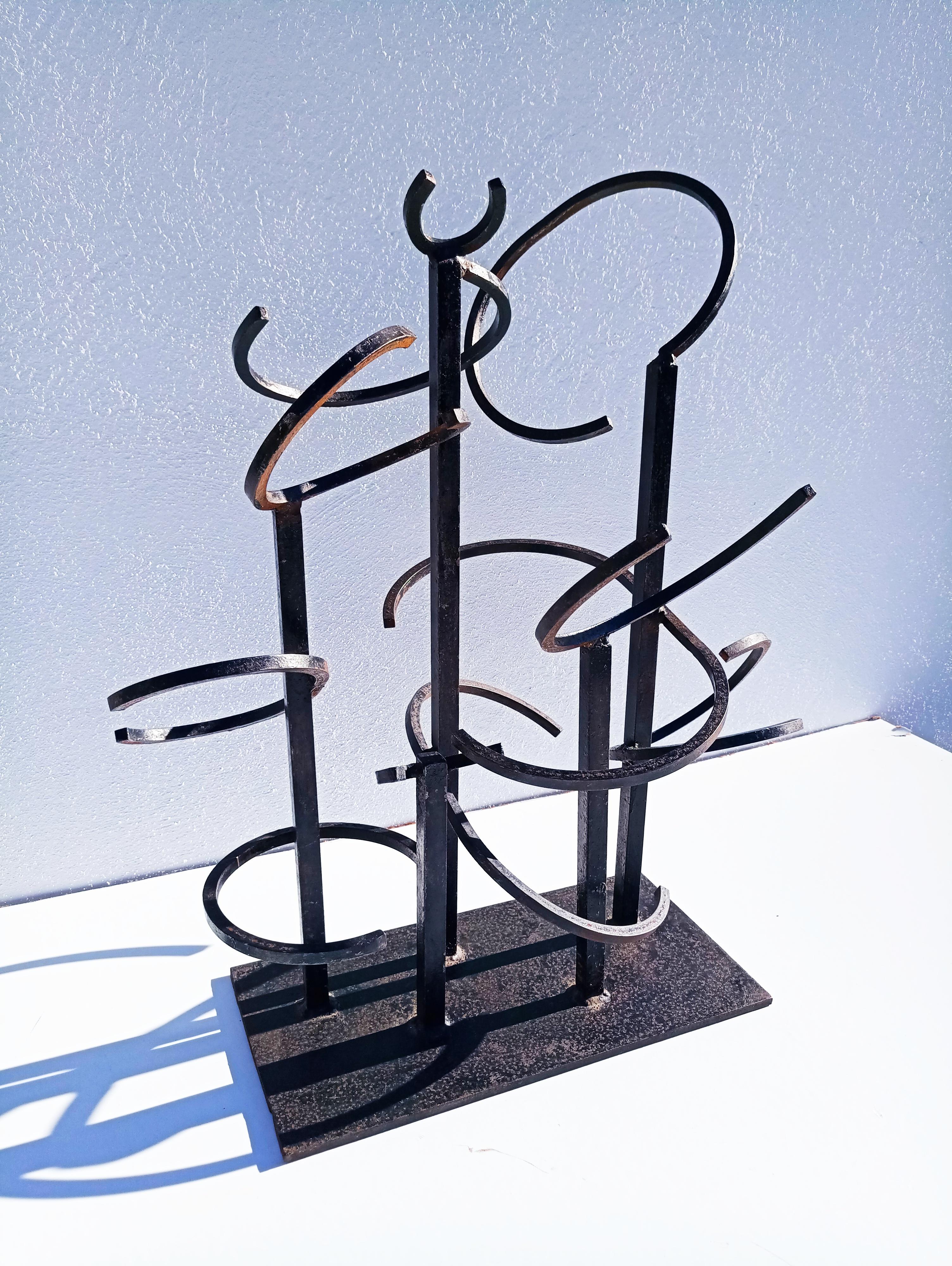 Spanish Eduardo Chillida Style Iron Sculpture, 1960s For Sale