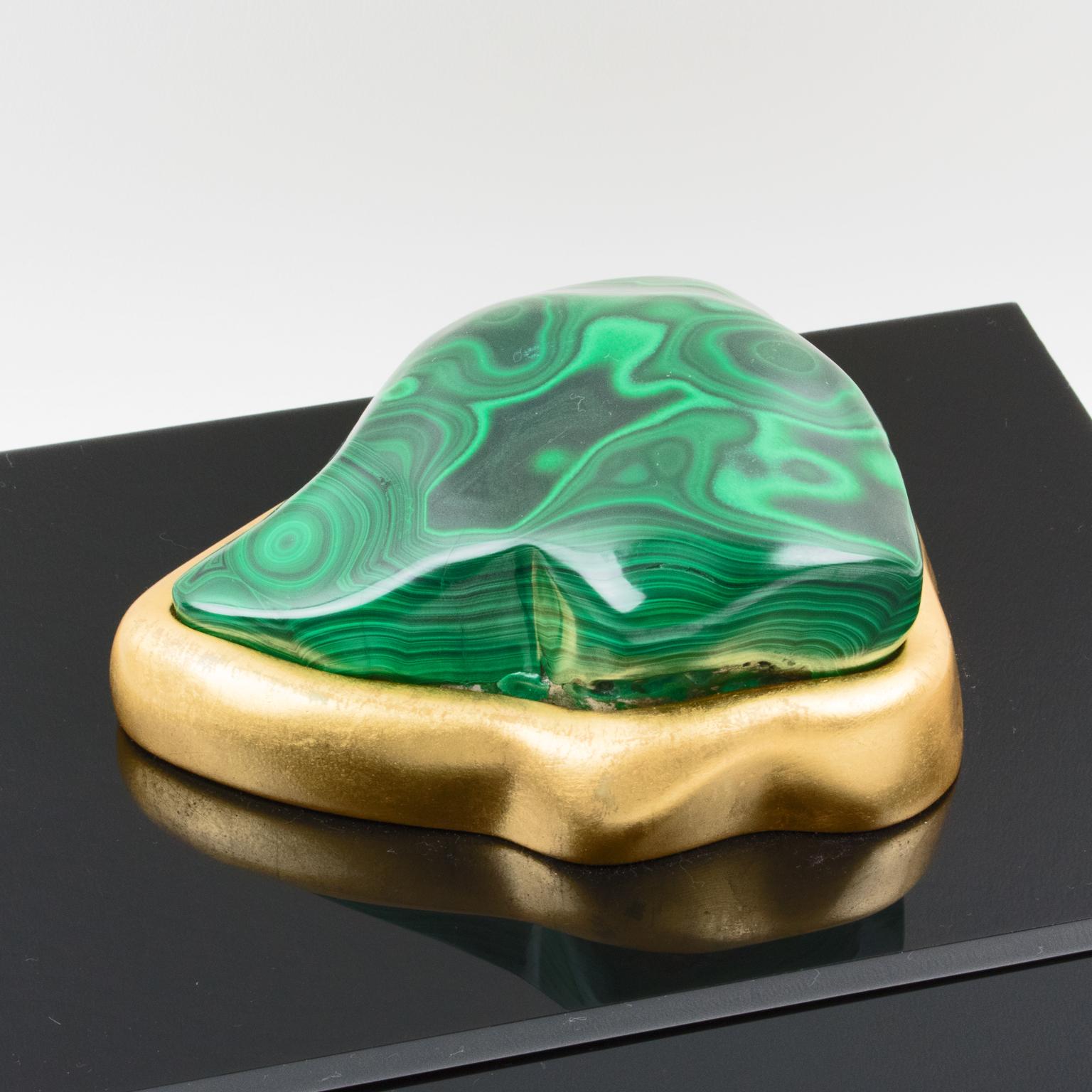 Eduardo Garza Black Lucite Malachite Box In Good Condition In Atlanta, GA