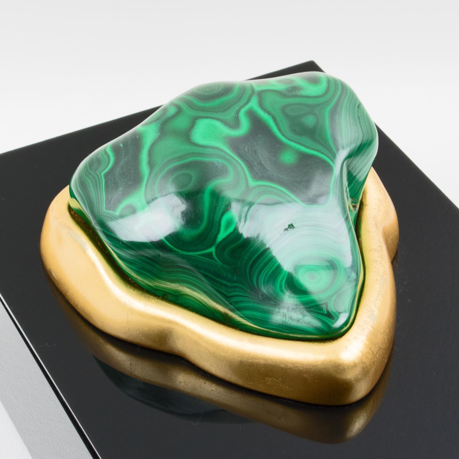 Contemporary Eduardo Garza Black Lucite Malachite Box