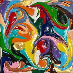 Chilean Liquid Abstraction Color Swirl Acrylic Polymer Eduardo Guelfenbein