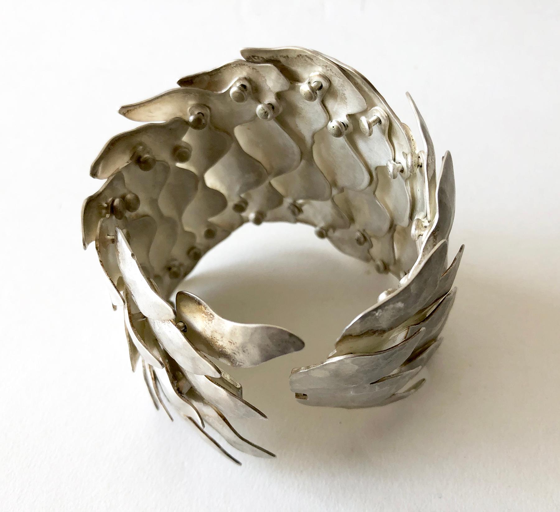 Artisan Eduardo Herrera Undulating Matte Silver Scales Bracelet