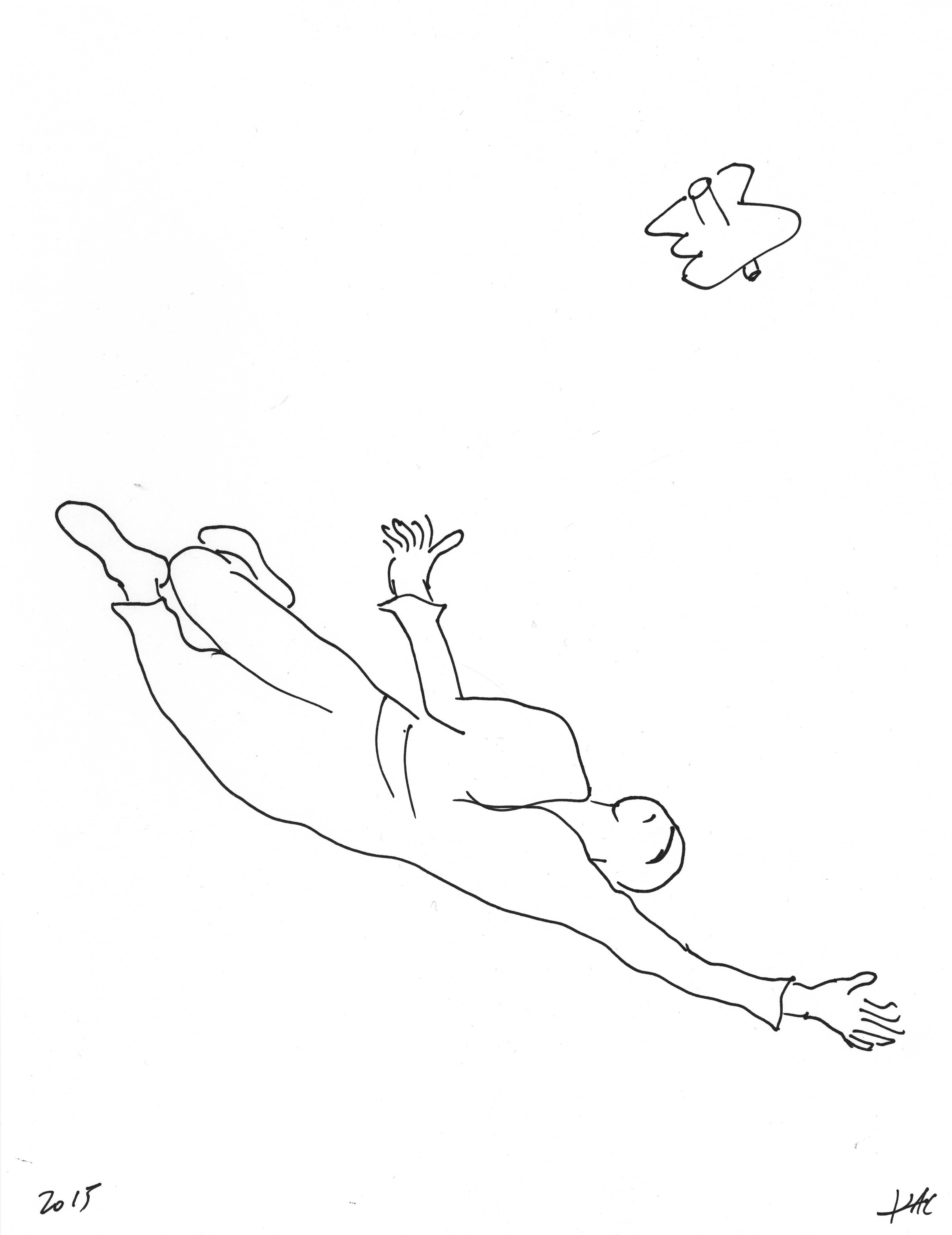 Eduardo Kac Abstract Drawing - Performance pour un astronaute, une paire de ciseaux et deux feuilles de papier 