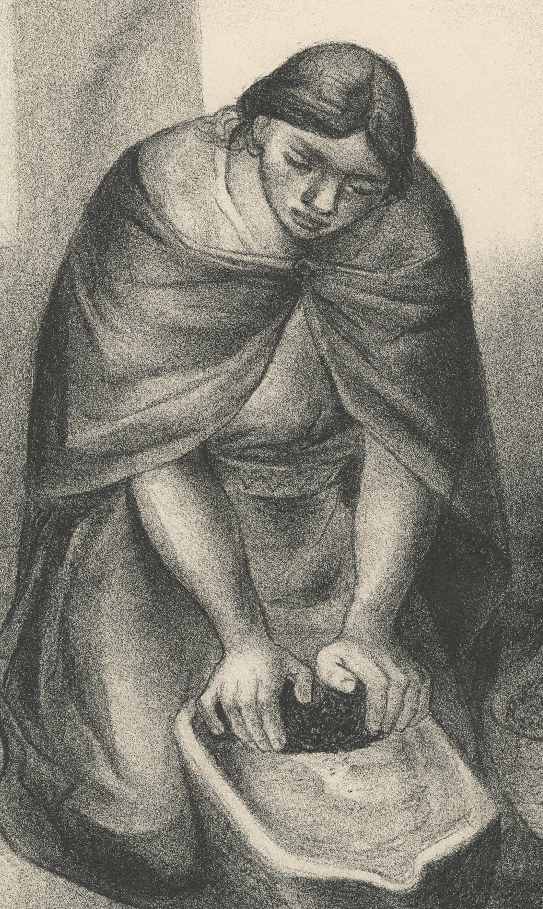 woman grinding maize