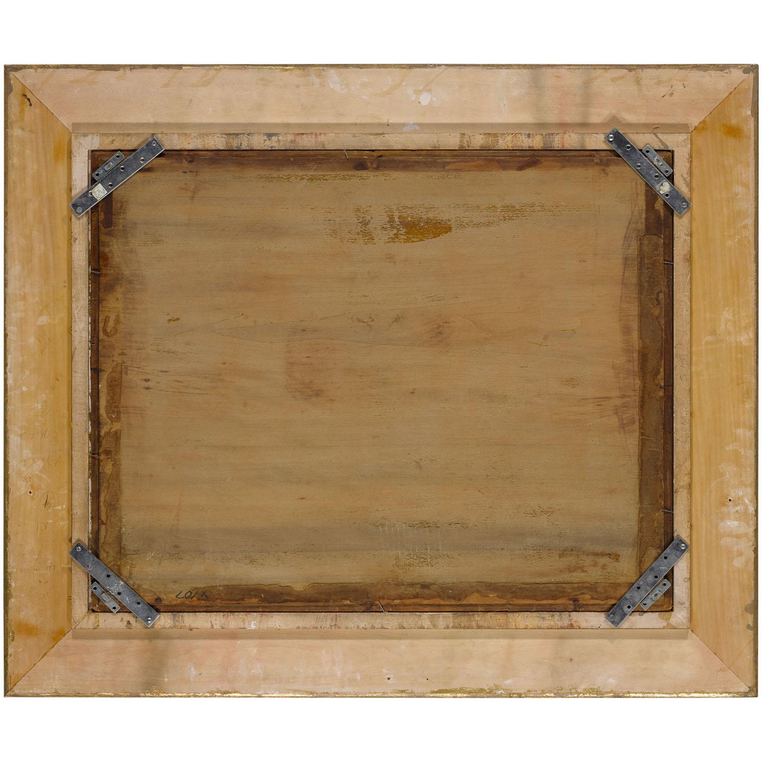Olio su pannello del XIX-XX secolo Un interno del XVIII secolo 