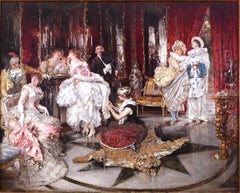 ""Vor dem Ball", Öl auf Holzplatte von Eduardo Len Garrido, 19. Jahrhundert