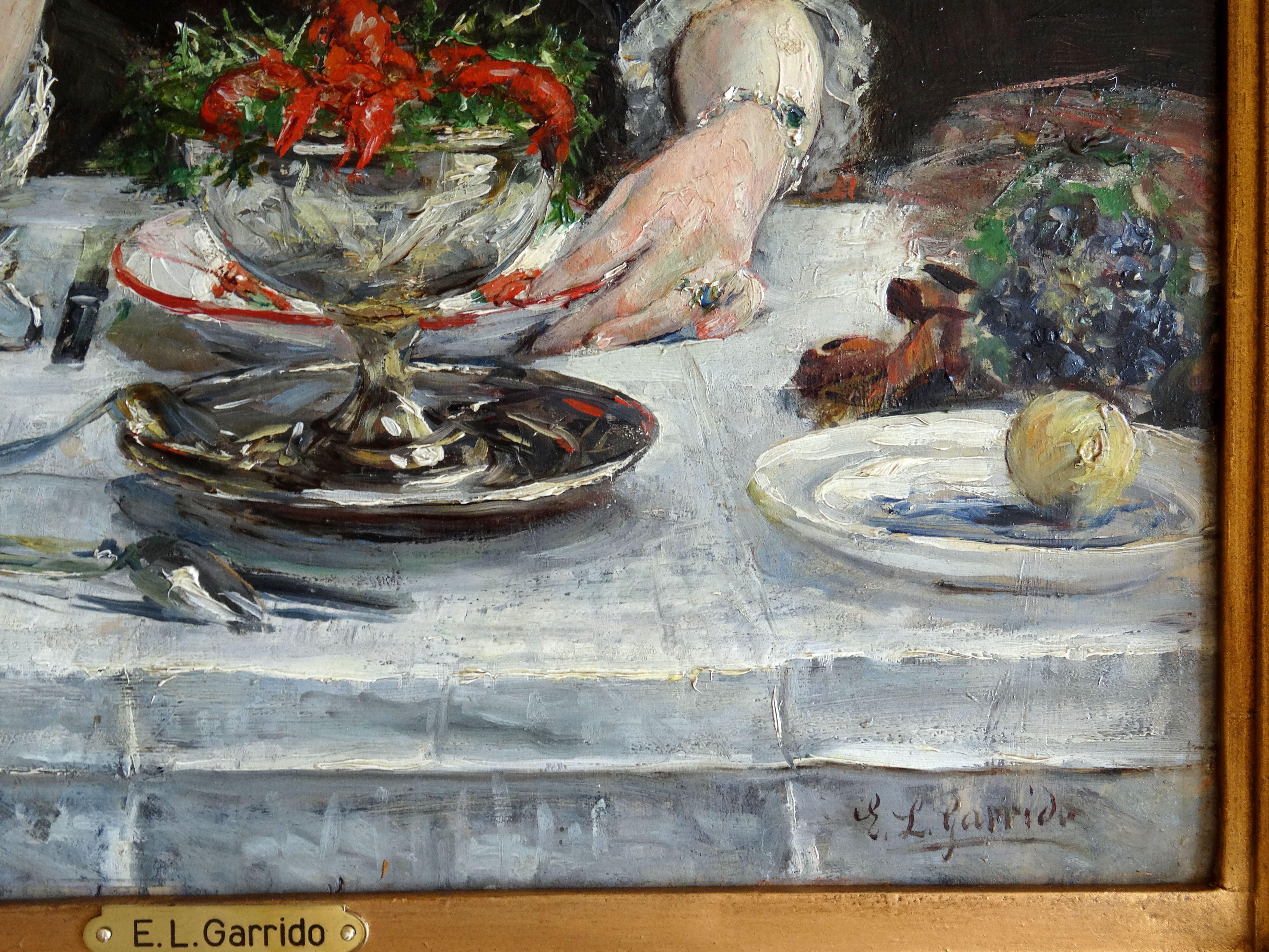 Jeune fille au restaurant à Paris. 19ème siècle, huile sur bois, 46x37,5 cm en vente 5