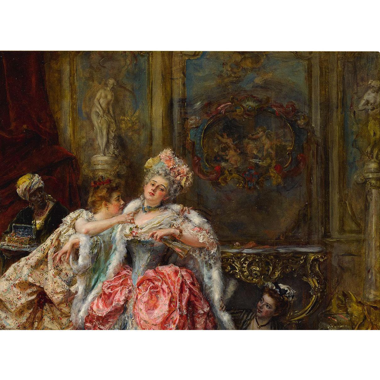 Eduardo León Garrido (Spanischer Maler:: 1856-1949) Öl auf Täfelung „Kleiden für den Ball“ im Zustand „Gut“ im Angebot in Los Angeles, CA