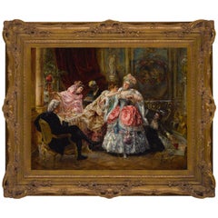 Eduardo León Garrido (Spanish, 1856-1949) Oil on Panel "Dressing for the Ball"