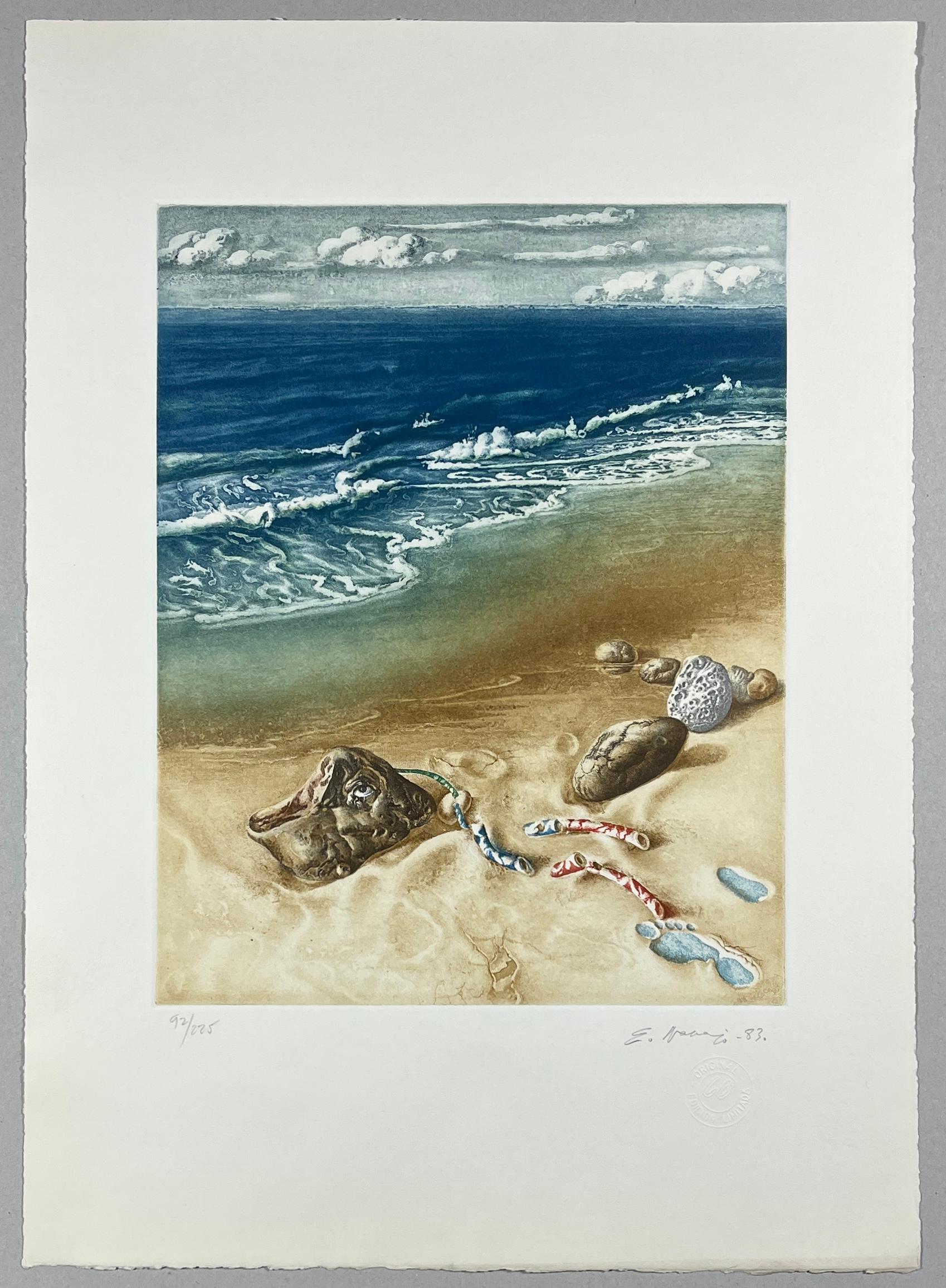 Spanischer 1984 signierter Original-Kunstdruck in limitierter Auflage, Radierung 21x15 in. n20 – Print von Eduardo Naranjo