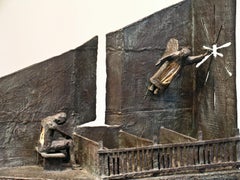 Contemplating the Angel by Eduardo Oropeza, bronze sculpture, angel, church