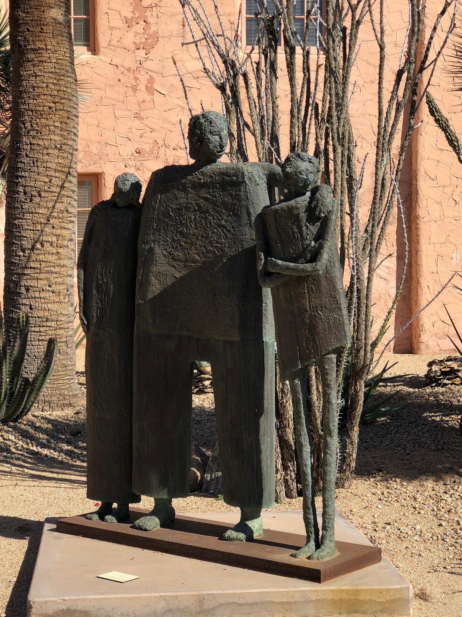 Jealousy, bronze edition sculpture of a man with two women, Eduardo Oropeza 4