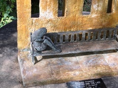 The Vulture and the Lady, bronze architectural sculpture, bird, woman, brown