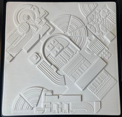 Placca da parete in bisquit astratta architettonica limitata di Eduardo Paolozzi, 1978