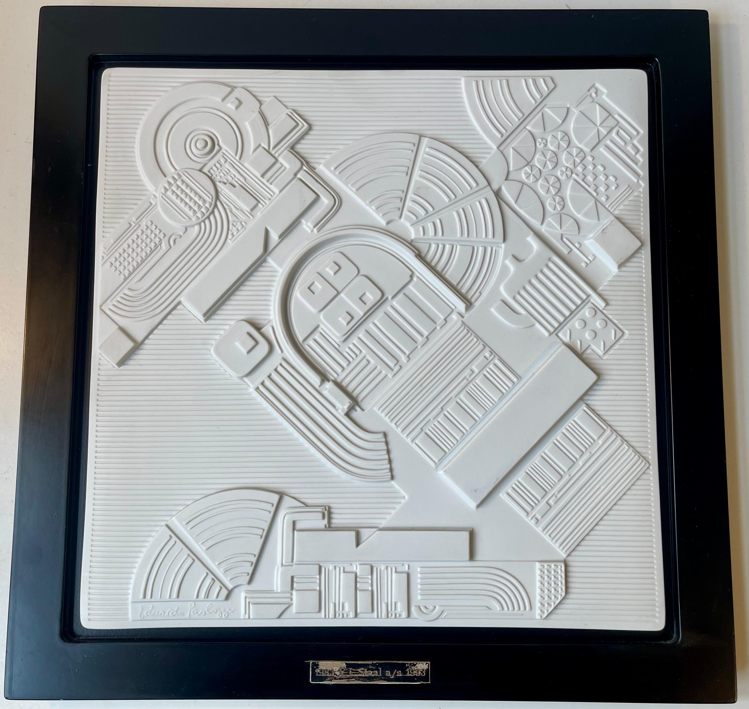 Mid-Century Modern Eduardo Paolozzi Abstract Architectural Limited Bisque Wall Plaque, 1978 For Sale
