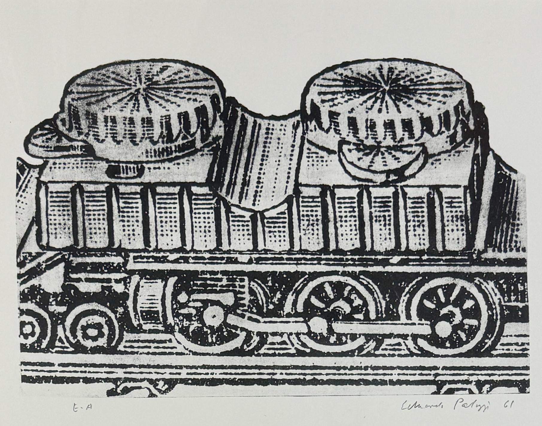 Tintenfässer Silber von Eduardo Paolozzi Schwarz-Weiß Pop-Art mit halbfarbener Schleppe im Angebot 1