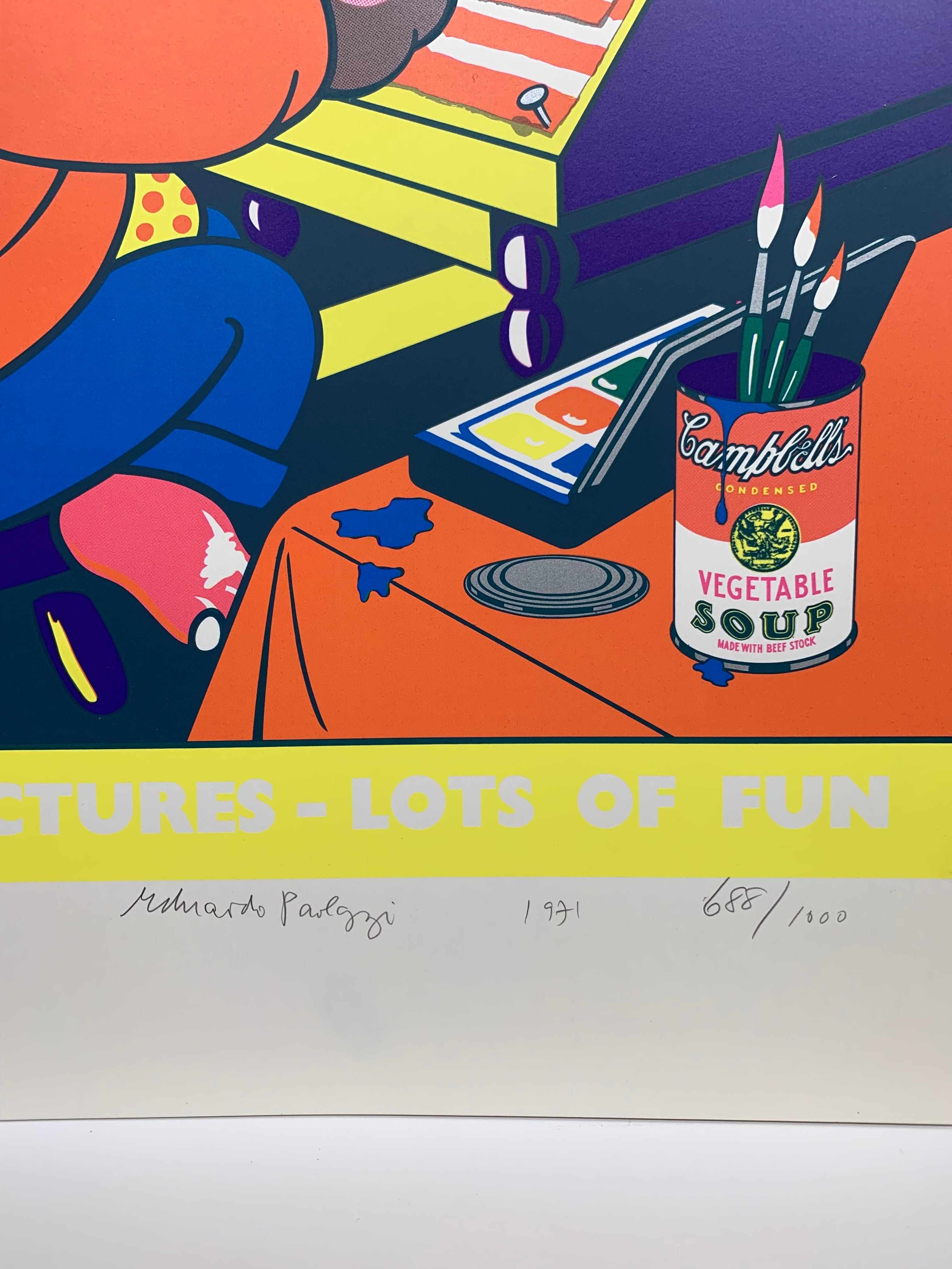 Lots of Pictures, Lots of Fun (Pop Art Crayon Ad) - Beige Figurative Print by Eduardo Paolozzi