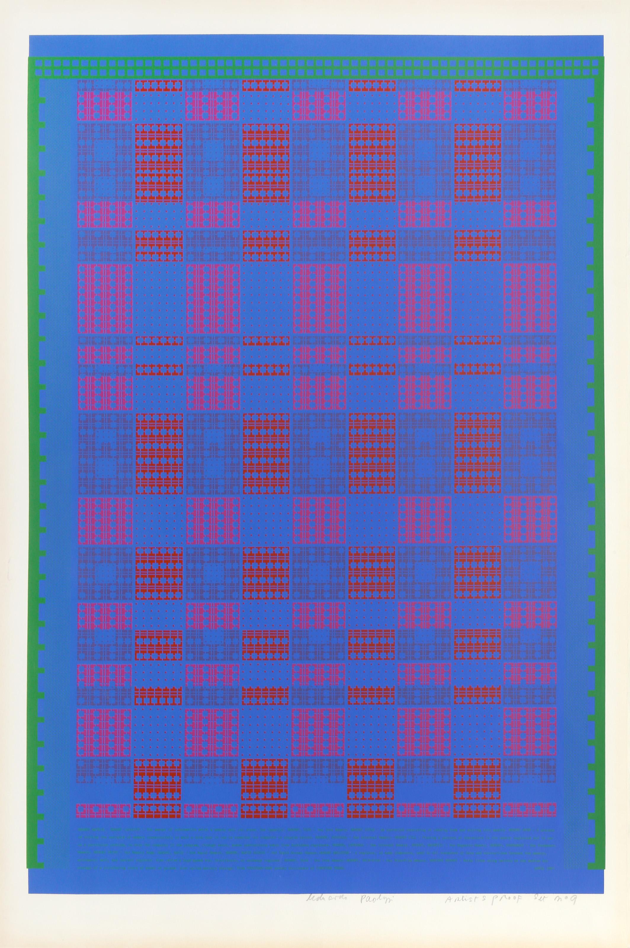Eduardo Paolozzi, British (1924 - 2005) - Memory Matrix, Year: circa 1968, Medium: Screenprint, signed and numbered in pencil, Edition: AP 9, Image Size: 36 x 24 inches, Size: 40 x 27 in. (101.6 x 68.58 cm), Description: Eduardo Paolozzi was a