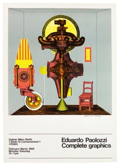 Paolozzi SIGNED 1969 poster Galerie Mikro Retro futuristic psychedelic pop art