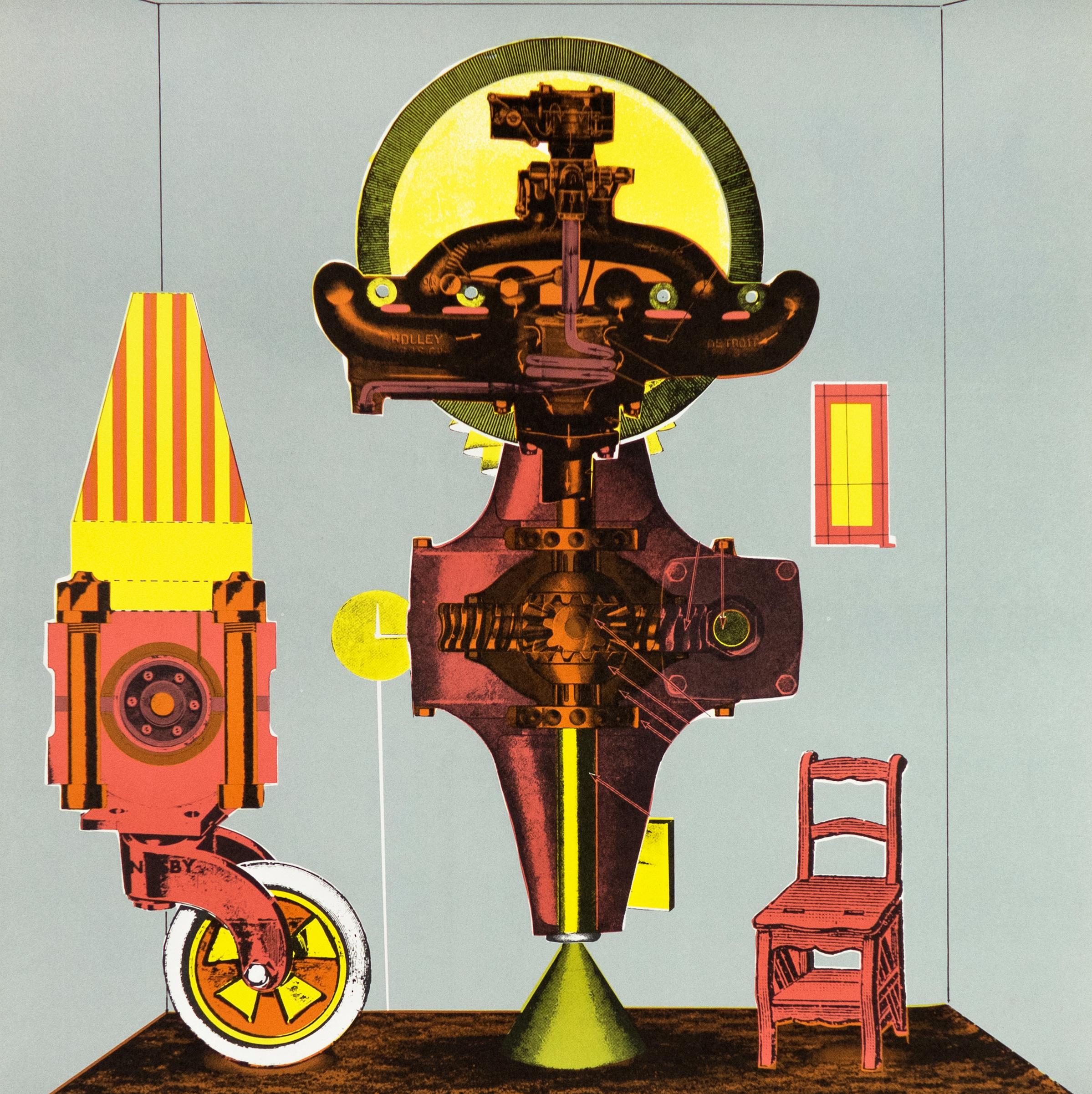 Paolozzi Signed 1969 poster Galerie Mikro vintage futuristic psychedelic pop art - Print by Eduardo Paolozzi