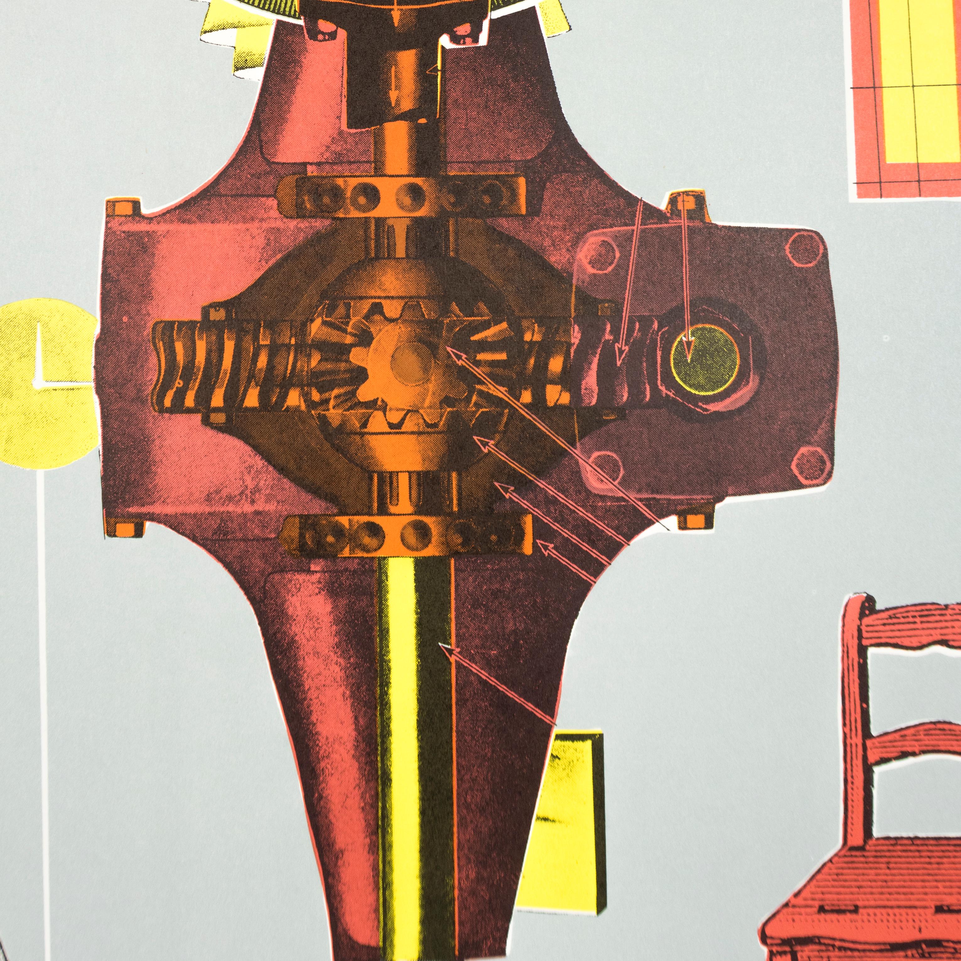 Paolozzi Firmato 1969 poster Galerie Mikro vintage futuristico psichedelico pop art - Figurative Print Grigio di Eduardo Paolozzi